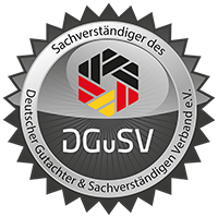 Mitgliedssiegel: Sachverständiger des Deutschen Gutachter und Sachverständigen Verbands e.V.